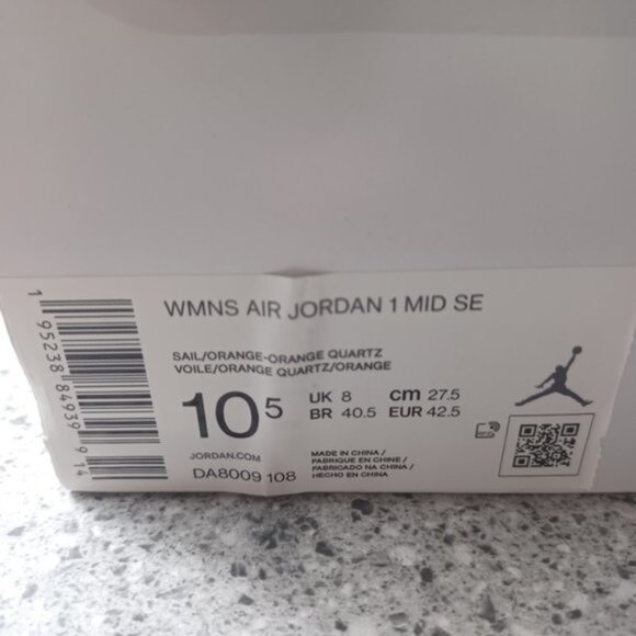 Women's Air Jordan 1 Mid Corduroy Sail Sneakers - Size 10.5 Shoes - Picture 10 of 12